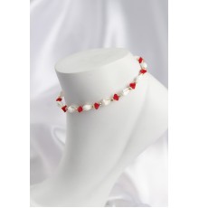 Doğal Deniz Kabuğu Model ve Kırmızı Kristal Taş Model Halhal - TJ-HH1691