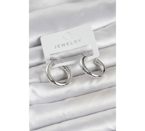 Gümüş Renk Pirinç Halka 25 mm Kadın Küpe - TJ-BKP11758