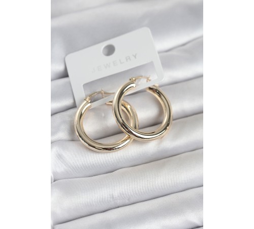 Gold Renk Pirinç Halka 30 mm Kadın Küpe - TJ-BKP11759