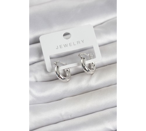 Gümüş Renk Pirinç Halka 15 mm Kadın Küpe - TJ-BKP11764