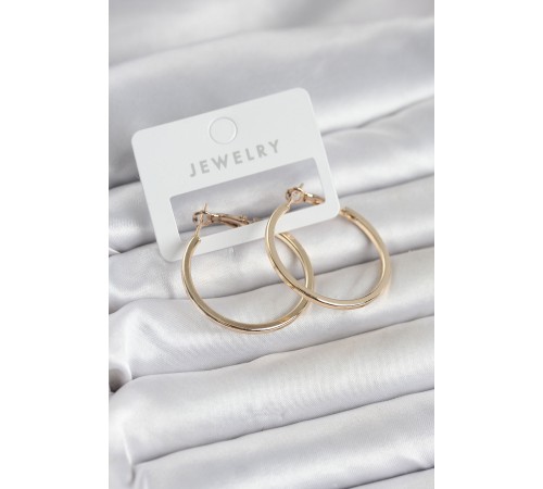 Gold Renk Pirinç Köşeli Kenar Halka 32 mm Kadın Küpe - TJ-BKP11765