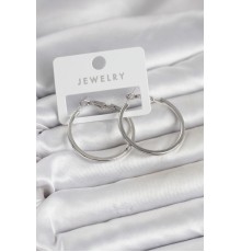 Gümüş Renk Pirinç Köşeli Kenar Halka 32 mm Kadın Küpe - TJ-BKP11766