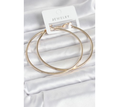 Gold Renk Pirinç Köşeli Kenar Halka 72 mm Kadın Küpe - TJ-BKP11769