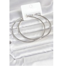 Gümüş Renk Pirinç Köşeli Kenar Halka 72 mm Kadın Küpe - TJ-BKP11770