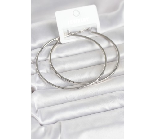 Gümüş Renk Pirinç Köşeli Kenar Halka 72 mm Kadın Küpe - TJ-BKP11770