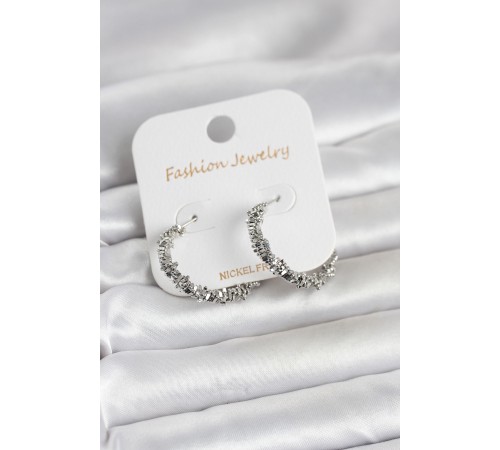 Gümüş Renk Pirinç Tırtık Model Kadın Küpe - TJ-BKP11772