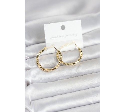 Pirinç Gold Renk Minimal Kare Halka Kadın Küpe - TJ-BKP11775