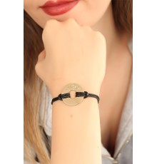 LUCKY (Şanslı) Siyah Deri İpli Unisex Mood Bileklik - TJ-BB1982