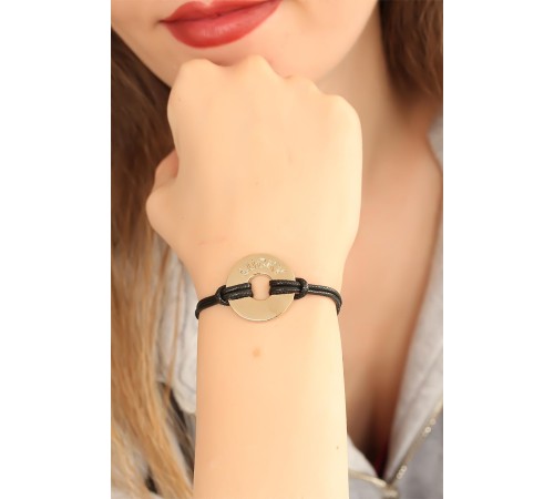 LUCKY (Şanslı) Siyah Deri İpli Unisex Mood Bileklik - TJ-BB1982
