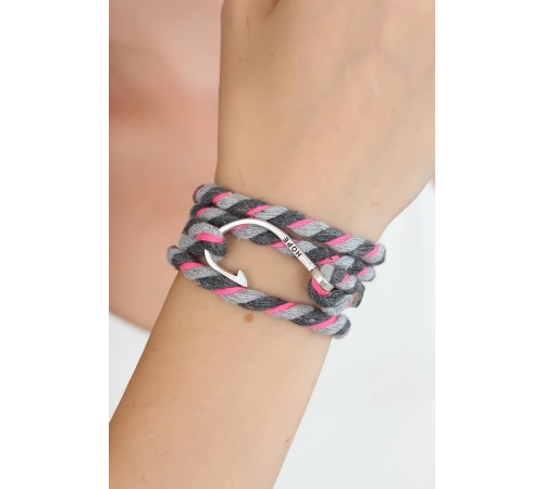 Karışık Desenli Pembe Gri Gümüş Metal Kancalı Bayan Çoklu Bileklik - TJ-BB2378-KS