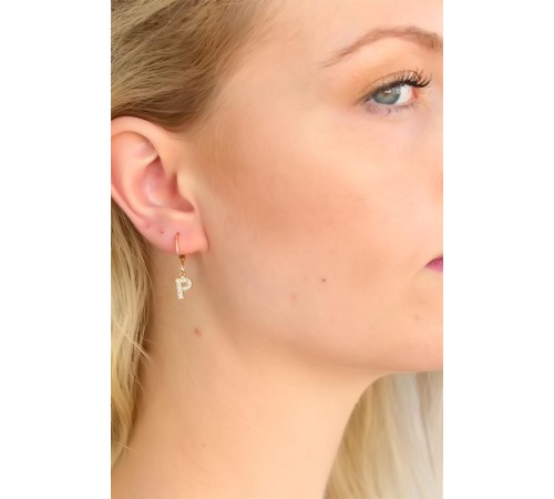 P Harf Bayan Küpe - TJ-BKP4855-KS