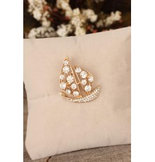 Zirkon Taşlı Yelken Figürlü Broş - TJ-BRS256