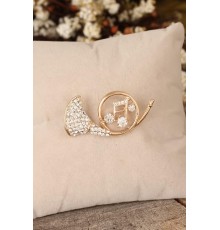 Zirkon Taşlı Saksafon Figürlü Broş - TJ-BRS262