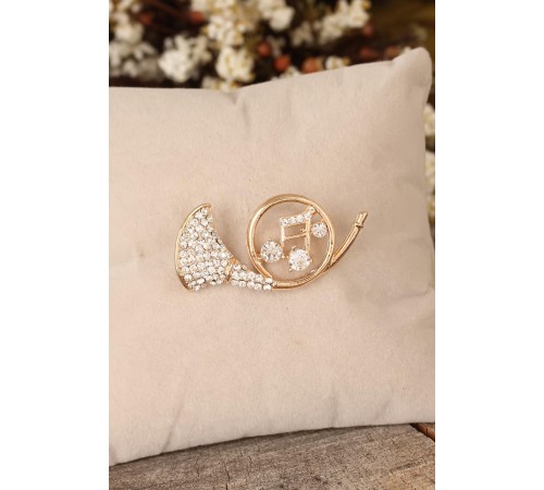 Zirkon Taşlı Saksafon Figürlü Broş - TJ-BRS262