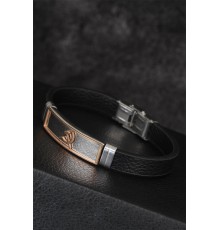 Rose Renk Orak Figürlü Metal Aksesuarlı Siyah Renk Deri Erkek Bileklik - TJ-EB1402