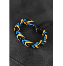 Sarı Lacivert Siyah Örgü Deri Erkek Bileklik - TJ-EB1845