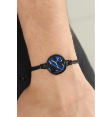 Siyah Renk Deri Ayarlamlı İpli Kayı Boyu Erkek Bileklik - TJ-EB2369-KS