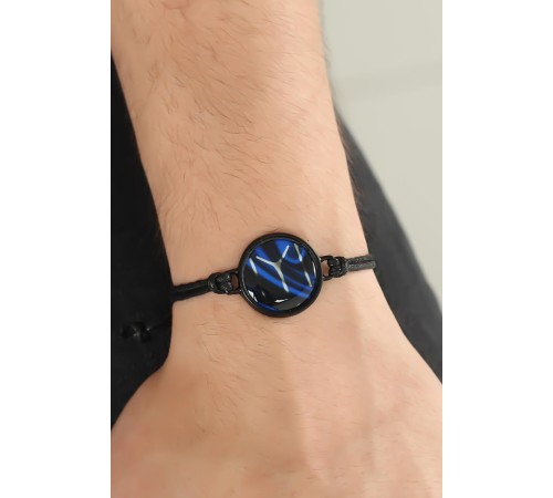 Siyah Renk Deri Ayarlamlı İpli Kayı Boyu Erkek Bileklik - TJ-EB2369-KS