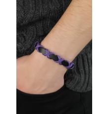 Mor Çapraz İpli Siyah Renk Deri Erkek Bileklik - TJ-EB2732-KS