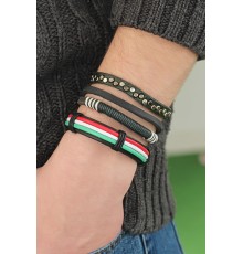 Karışık Renkli Çoklu Deri Erkek Bileklik Kombin - TJ-EB2843