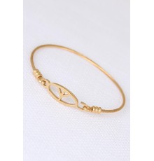 Gold Metal Çelik Figürlü Erkek Kelepçe Bileklik - TJ-EB1891