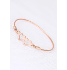 Rose Çelik Çift Kalp Figürlü Erkek Kelepçe Bileklik - TJ-EB1899