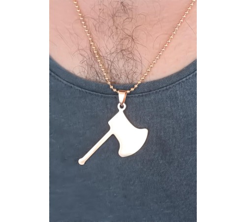 Rose Renk Metal Balta Figürlü Erkek Kolye - TJ-ERK352