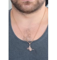 Rose Renk Metal Tuğra Figürlü Erkek Kolye - TJ-ERK355