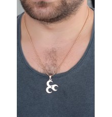 Rose Renk Metal 3 Hilal Figürlü Erkek Kolye - TJ-ERK356