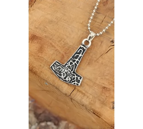 Gümüş Renk Metal Aksesuarlı Top Zincirli Erkek Kolye - TJ-ERK525-KS