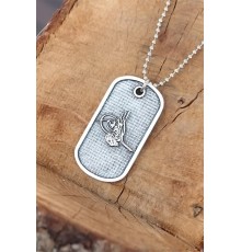 Top Zincirli Osmanlı Tuğrası Tasarım Eskitme Gümüş Renk Kolye - TJ-ERK641-KS