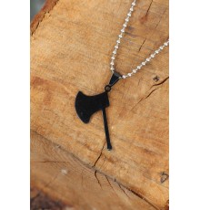 Siyah Renk Metal Balta Uçlu Top Zincirli Erkek Kolye - TJ-ERK754-KS