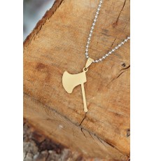 Gold Renk Metal Balta Uçlu Top Zincirli Erkek Kolye - TJ-ERK760-KS