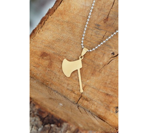 Gold Renk Metal Balta Uçlu Top Zincirli Erkek Kolye - TJ-ERK760-KS