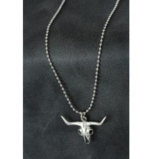 Öküz Kafatası Tasarımlı Metal Erkek Kolye - TJ-ERK931-KS