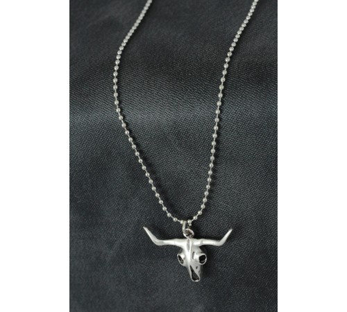 Öküz Kafatası Tasarımlı Metal Erkek Kolye - TJ-ERK931-KS