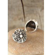 Eskitme Gümüş Renk Örümcek Figürlü Erkek Ayarlamalı Yüzük - TJ-EY192