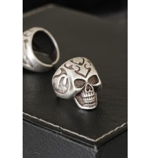 Kuru Kafa Tasarımlı Eskitme Gümüş Desenli Ayarlamalı Model Erkek Yüzük - TJ-EY209