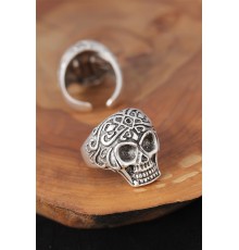 Kuru Kafalı Gümüş Renk Erkek Yüzük - TJ-EY240-KS