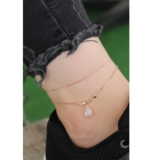 Rose Gold Renk Zirkon Damla Taşlı Halhal - TJ-HH1151-KS