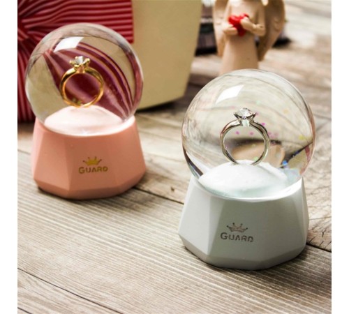 Tektaş Yüzük Temalı Işıklı Küçük Boy Kar Küresi Mavi