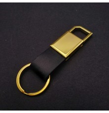 Metal Deri Anahtarlık Siyah Gold