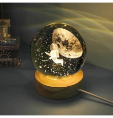 Işıklı Dekoratif Usb li Cam Küre Uçan Astronot