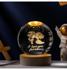 Ahşap Altlıklı Usb li Işıklı Cam Küre I Love You