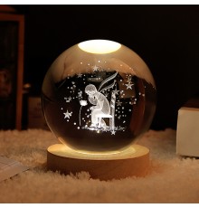 Ahşap Altlıklı Usbli Gece Lambası Küçük Prens Gün Işığı