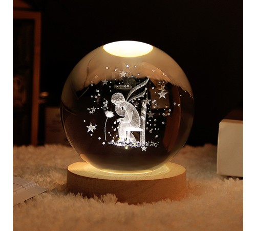 Ahşap Altlıklı Usbli Gece Lambası Küçük Prens Gün Işığı