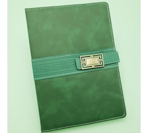 Deri Kapaklı Çizgili Not Defteri Yeşil