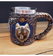 3D Boyutlu Kurt Kafası Tasarımlı Kupa Bardak