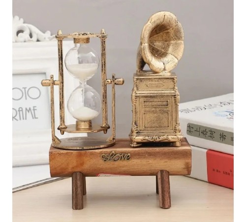 Nostaljik Gramafon Tasarımlı Kum Saati