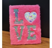 Love Tasarımlı Peluş Defter